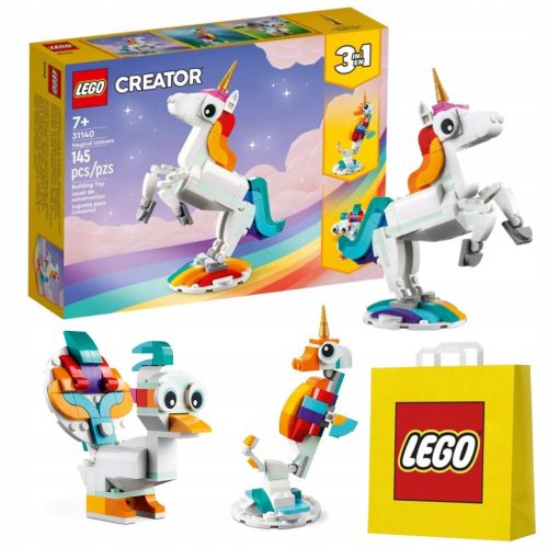  LEGO Creator 3 in 1 31140 Unicorno magico + Sacchetto di carta LEGO