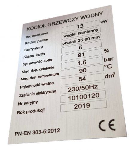  Targhetta identificativa Forno ad acqua Caldaia per riscaldamento centralizzato Stufa a legna a carbone fossile