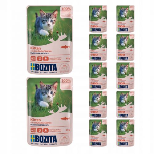  Bozita Alimento umido per gattini, busta da 85g, Salmone