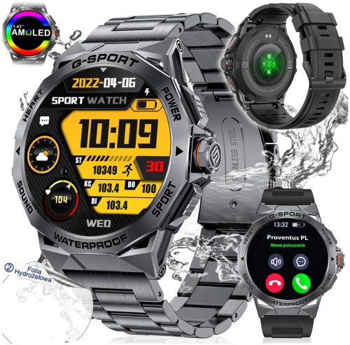  SMARTWATCH OROLOGIO DA UOMO AMOLED MENU POLACCO SPORT FREQUENZA CARDIACA CHIAMATE SMART WATCH