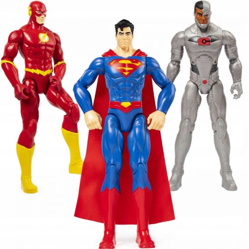  SUPERMAN FLASH CYBORG SET DI 3 FIGURINE MOBILI DC COMICS GRANDI 30 CM