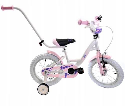  Midex bicicletta per bambini BICI PER RAGAZZA GUIDA CON RUOTE LATERALI Ruota da 14" bianca