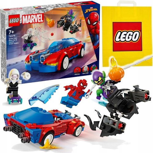  LEGO Super Heroes 76279 Auto da corsa di Spider-Man e Green Goblin Venom + Sacchetto di carta LEGO