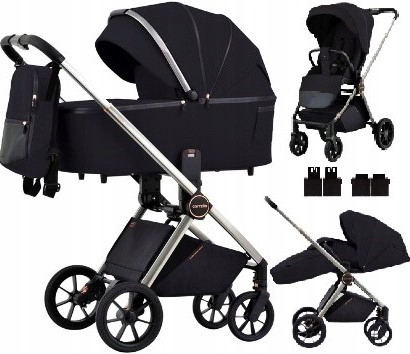  CARRELLO Ultra CRL-6525 Passeggino 2in1 Night Nero + adattatori ALFA Carrello per seggiolino auto Maxi-Cosi Cybex