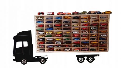  ORGANIZZATORE PER SCAFFALI AUTO HOT WHEELS 80 SCOMPARTI LEGNA + CAMION