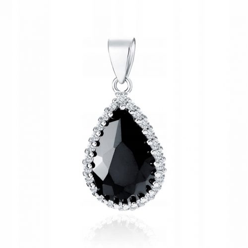  Ciondolo in argento con zircone nero, argento 925