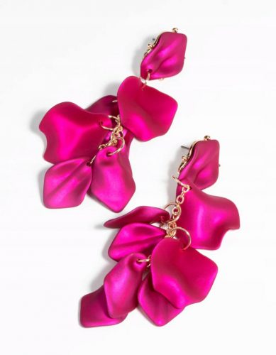  Lovisa - Orecchini a forma di petali di fiori fucsia