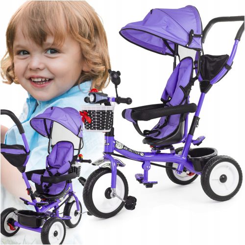  BE-ACTIVE.PL bicicletta a tre ruote Bicicletta a tre ruote per bambini 3in1 girevole Nero, Viola