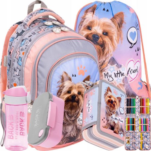  ZAINO SCUOLA 4-COMAMBER BP58 IL MIO PICCOLO AMICO cane GRIGIO YORK ST.MAJEWSKI