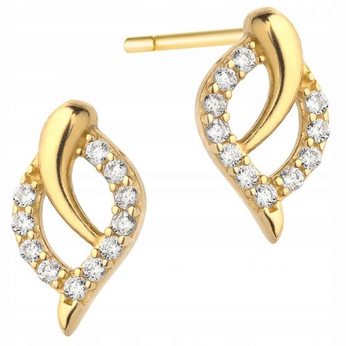  ORECCHINI IN ORO pr. 585 FOGLIE con zirconi 14k