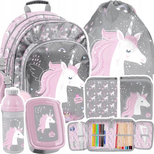  Zaino scuola multiscomparto Paso Sfumature di rosa, Sfumature di grigio e argento, Multicolore 19 l + 4 altri prodotti