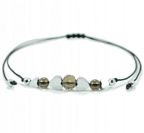  Bracciale Celebrity, QUARZO FUME', ematite, pace, coraggio