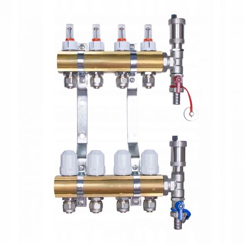  Distributore in ottone, 3 circuiti, per riscaldamento a pavimento, adattatori Pex 16