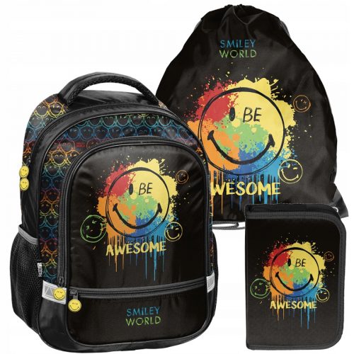  Zaino scuola multiscomparto Paso, nero, multicolore, 19 anni