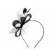  CERCHIETTO DECORATIVO CON VELO e PIUME, fascinator - nero