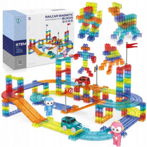  Mattoncini da costruzione magnetici Set grande Pista da corsa 3D 154 elementi