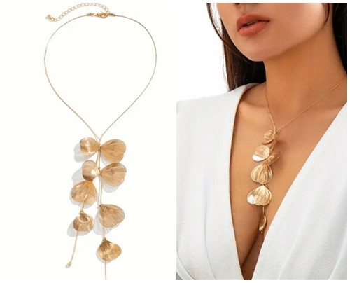  Collana con catena in foglia d'oro GINGKOB LEAF