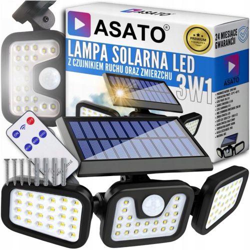  Lampione stradale Asato 74 W 6000 lm ad energia solare