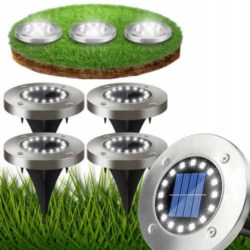  Lampada solare da incasso LAMPADA SOLARE DA GIARDINO LAMPADE LED argento 12,6 cm 4 pz.