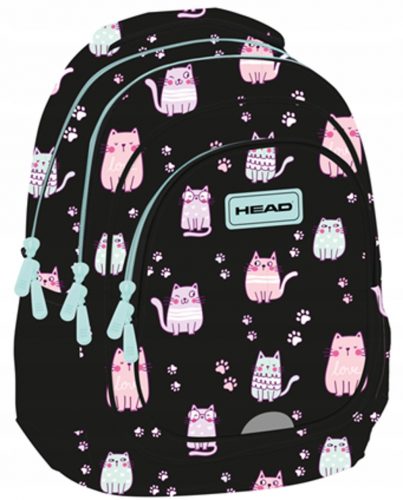  ZAINO SCUOLA HEAD YOUTH PER RAGAZZA NERO LOVELY KITTY CATS