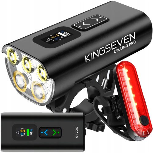  Illuminazione per bicicletta KINGSEVEN G1-2000 + batteria fanale posteriore da 2000 lm