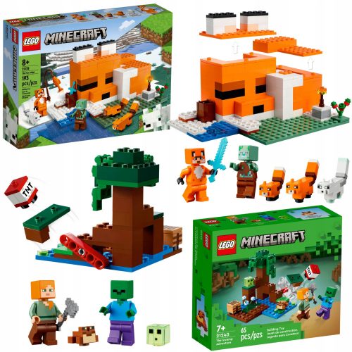  LEGO Minecraft 21178 L'Habitat della Volpe + LEGO Minecraft 21240 Avventura nelle zone umide