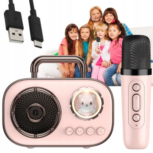  SET KARAOKE WIRELESS CON MICROFONO BLUETOOTH + ALTOPARLANTE PER BAMBINI + CAVO USB - USB-C 0,5 M 50 CM BIANCO