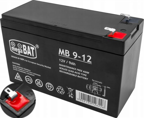  Batteria Megabat MB 9-12 12 V 9 Ah