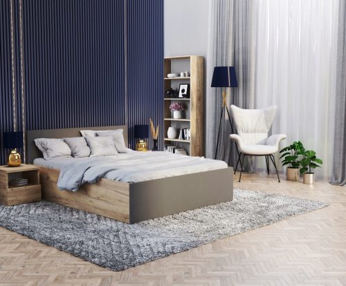  Letto matrimoniale simil legno AJKmeble Panama 180x200 tonalità del grigio