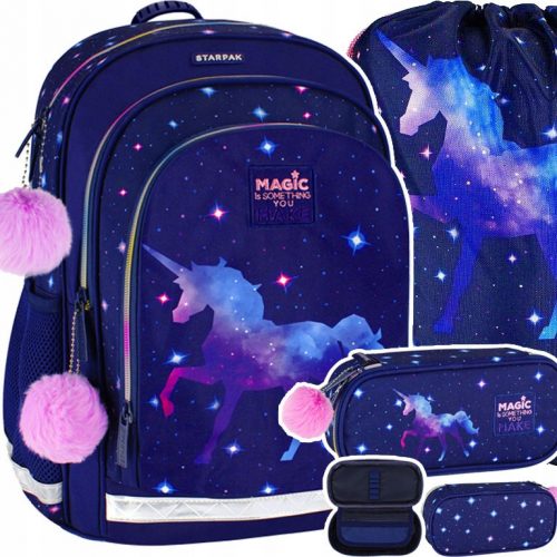  Zaino scuola multiscomparto Starpak Sfumature di viola, Sfumature di blu, Sfumature di rosa, Multicolor + 2 altri prodotti