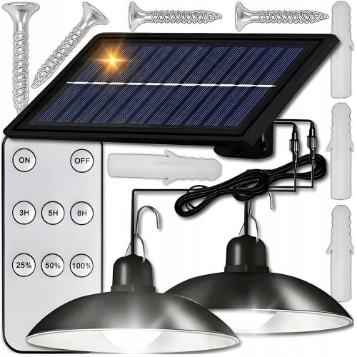  LAMPADA SOLARE 2x LED LAMPADARIO SOSPENSIONE ESTERNO GIARDINO SILVERSHARKY PANNELLO