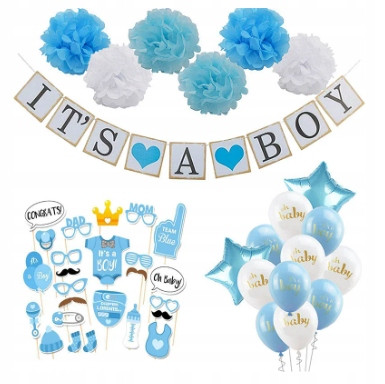 Set di decorazioni per baby shower. Cabina fotografica per compleanno di un bambino