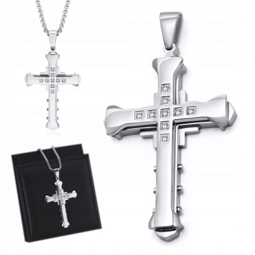  CATENA IN Argento CON CROCE Collana Catena Croce ITALIANA + GRATUITA