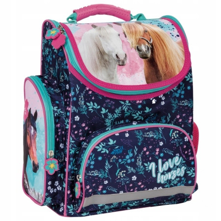  Borsa scuola Derform Horses, cavalli floreali