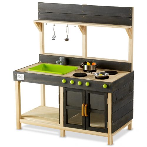  CUCINA DA GIARDINO IN LEGNO PER BAMBINI, MEZZA FANGO + ACCESSORI