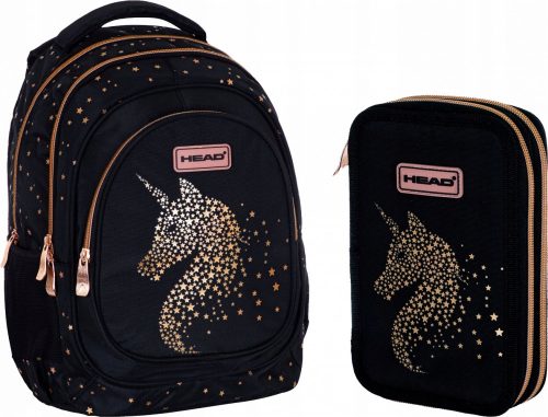  Zaino Head Unicorno Borsa Scuola Unicorno + Doppio Astuccio Estensibile Head