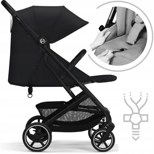  Passeggino CYBEX fino a 22 kg BEEZY Moon Black + pellicola universale CARETERO per il passeggino