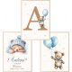  Set 3 poster A3 Orsetti con palloncini, certificato di nascita, personalizzazione con nome del bambino