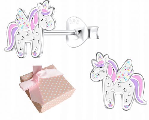  ORECCHINI IN ARGENTO, BAMBINA, unicorno