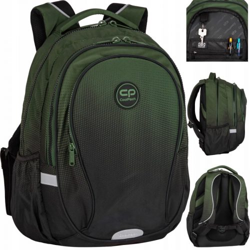  Zaino scolastico multiscomparto CoolPack, nero, sfumature di verde