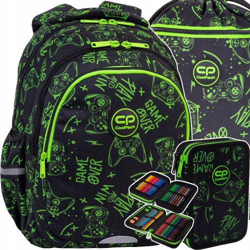  Zaino scolastico multiscomparto CoolPack, nero, Shades of green, 21 l + 2 altri prodotti