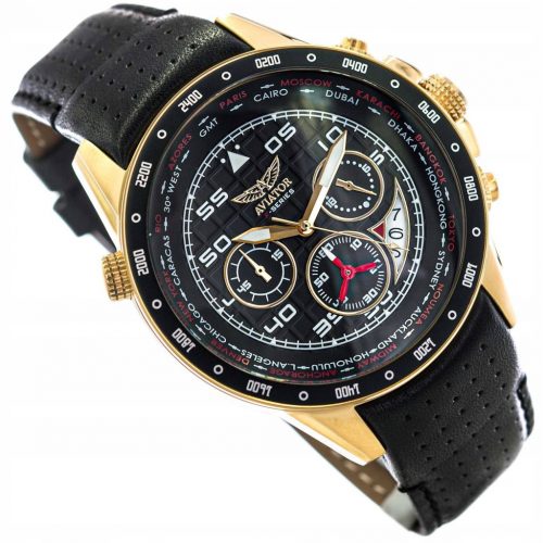  OROLOGIO DA UOMO AVIATOR AVW7770G116 CINTURINO CRONOMETRO DATA OROLOGIO RESISTENTE