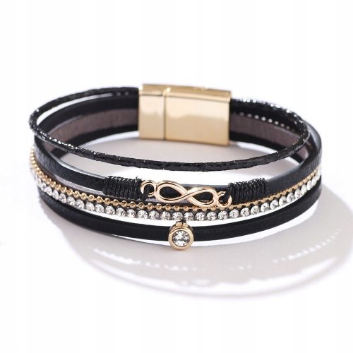  Bracciale Infinity in pelle scamosciata Nero Oro