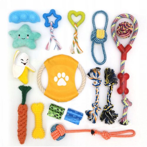  SET GIOCATTOLI PER CANI PICCOLI E GRANDI DISCO MANGage GRIGIO 16 PZ