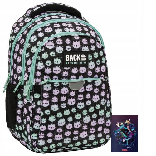  Zaino scuola multiscomparto Backup nero, Sfumature di blu, Sfumature di rosa, Multicolor 24 l