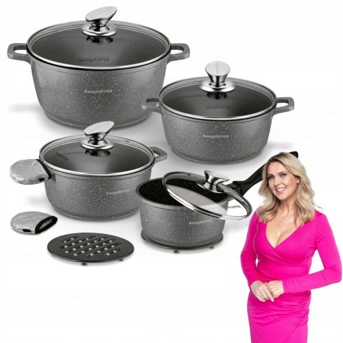  Set di pentole in alluminio Konighoffer Pollo Grey, 12 pz.