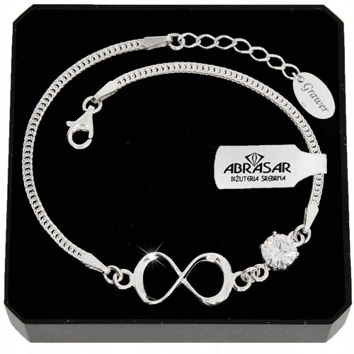  BRACCIALE INFINITO DA DONNA IN ARGENTO CON ZIRCONI IN REGALO CON INCISIONE