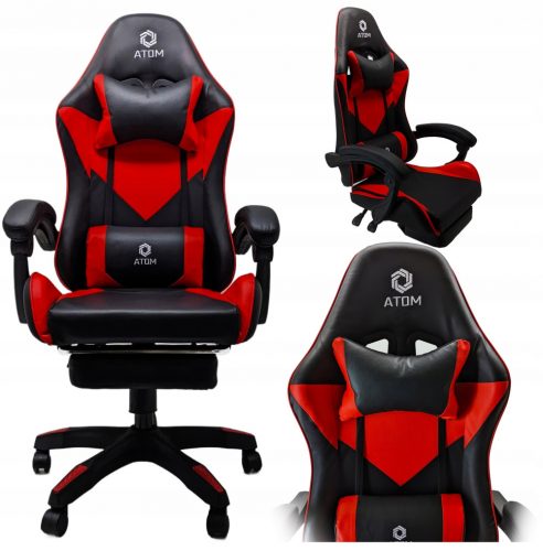  Sedia da gaming DUNMOON 8979, ecopelle nera e rossa