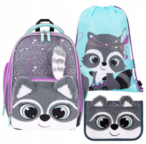  BABMIBO RACOON ZAINO SCUOLA LEGGERO PELUCHE RACCOON PREMIUM + 2 altri prodotti