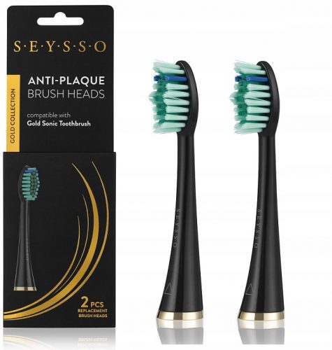  SEYSSO Gold Black Punte per spazzolino sonico antiplacca, 2 pezzi